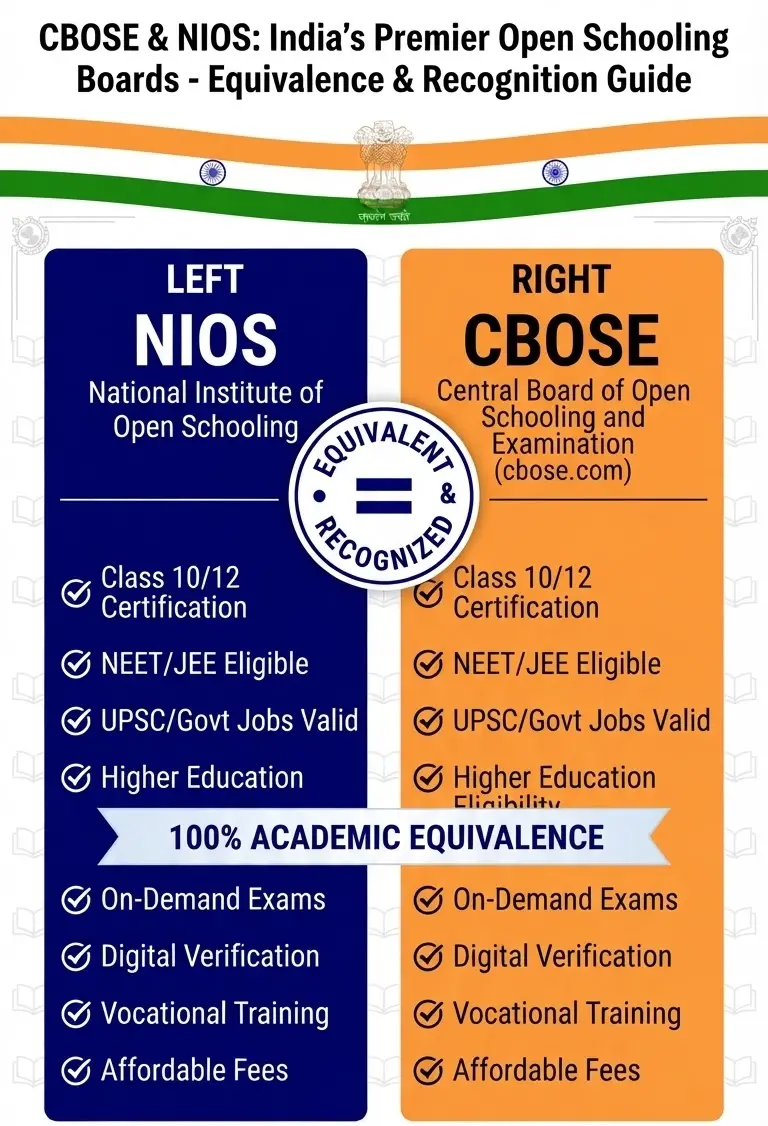CBOSE and NIOS: India's Premier Open Schooling Boards – Complete Comparison, Legal Equivalence & Recognition Guide